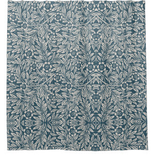 Antique Pattern of Worn out Leaves Blue Background