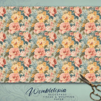 Antique Peach Rose and Sage Green Floral Decoupage