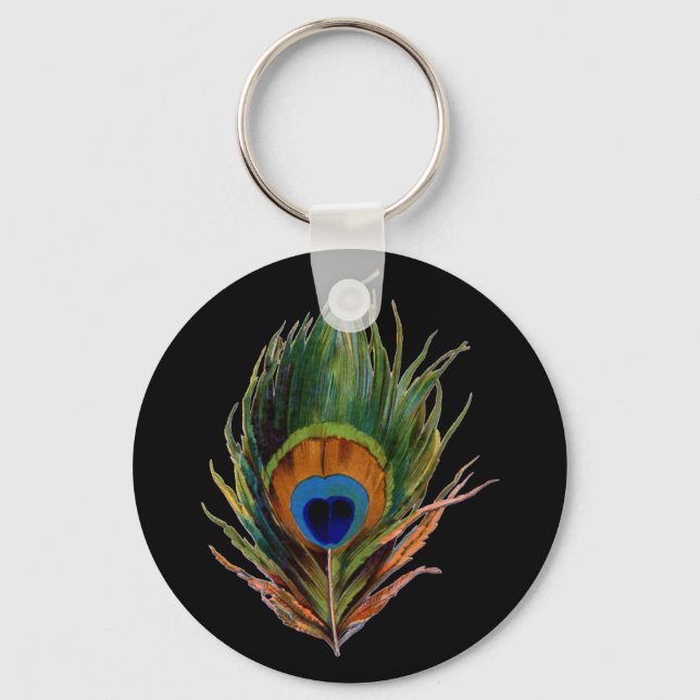Antique Peacock Feather Keychain (Front)