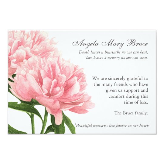 Antique Peonies Funeral Sympathy Thank You Card