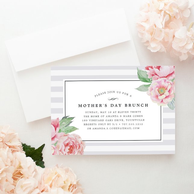 Antique Peony | Invitation Brunch Fête des Mères (Créateur téléchargé)