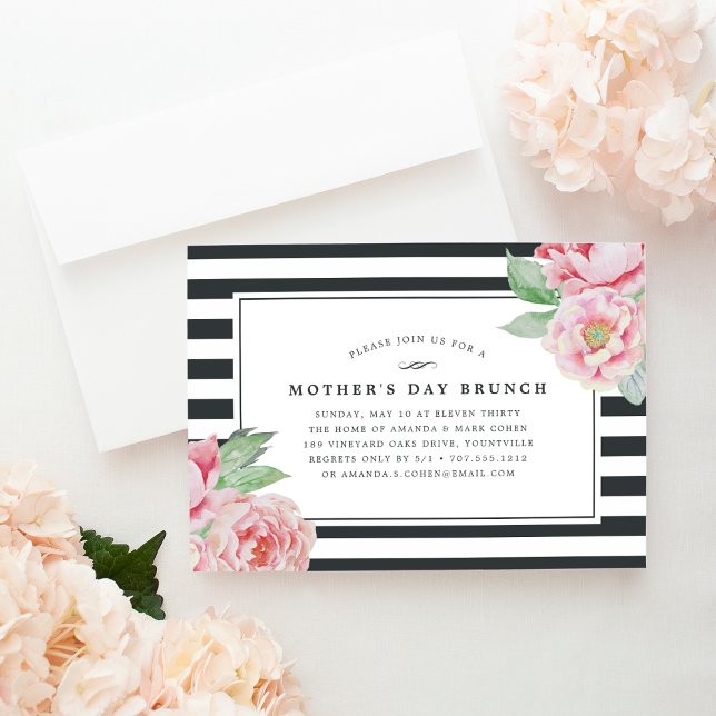 Antique Peony | Invitation Brunch Fête des Mères (Créateur téléchargé)