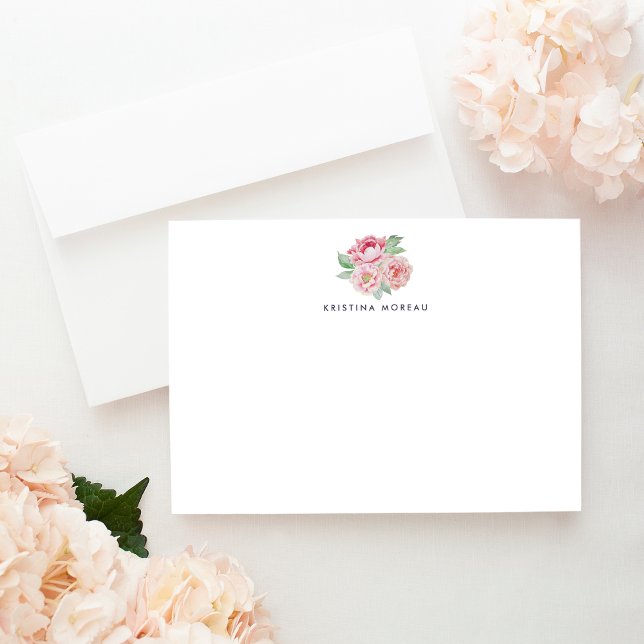 Antique Peony Personalized Stationery Card (Creator Uploaded)