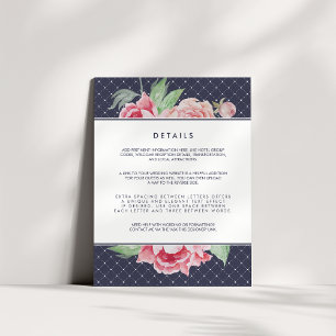 Antique Peony Wedding Guest Details Card