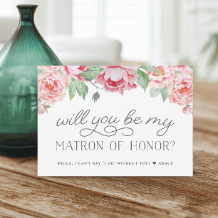 Antique Peony Will You Be My Matron of Honour Card
