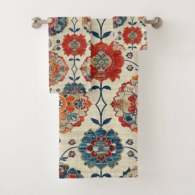 Antique Perse Rouge Bleu Oriental Kilim Rug Floral (En situation)