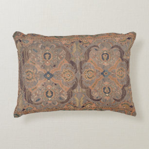 Antique Persian Carpet Brown Orange Accent Pillow
