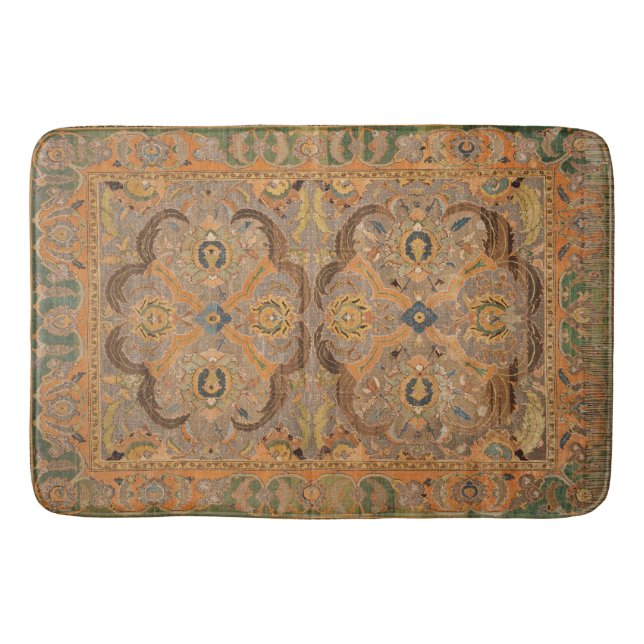 Antique Persian Carpet Brown Orange Bath Mat (Front)