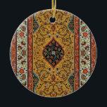 Antique Persian Carpet Elegant Design Ceramic Ornament<br><div class="desc">Immerse yourself in the opulent beauty of the 19th century with this exquisite antique Persian carpet design. Sourced from the renowned "L'Ornement Polychrome" by Albert Racinet (1888), this intricate pattern showcases the masterful artistry of traditional Persian rug making. Rich hues of gold, deep red, black, and ivory intertwine in elaborate...</div>