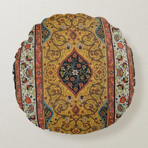 Antique Persian Carpet Elegant Design Round Pillow