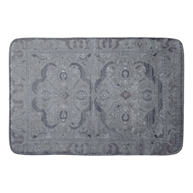 Antique Persian Carpet Gray Bath Mat (Front)