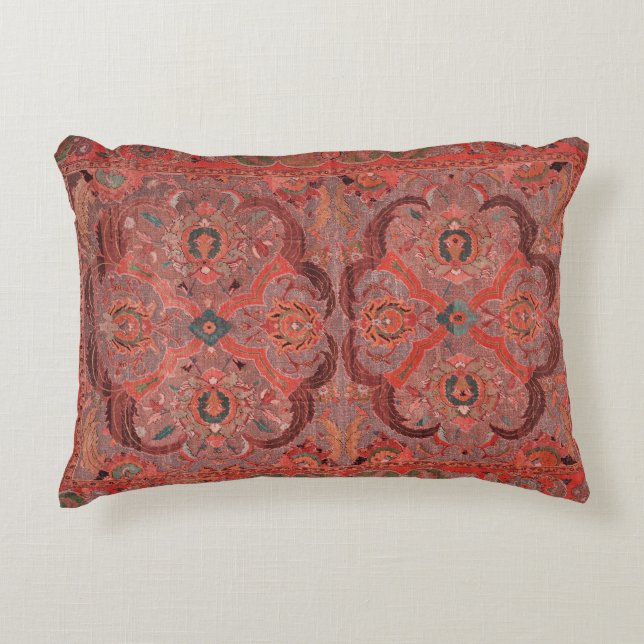 Antique Persian Carpet Red Decorative Cushion (Front)