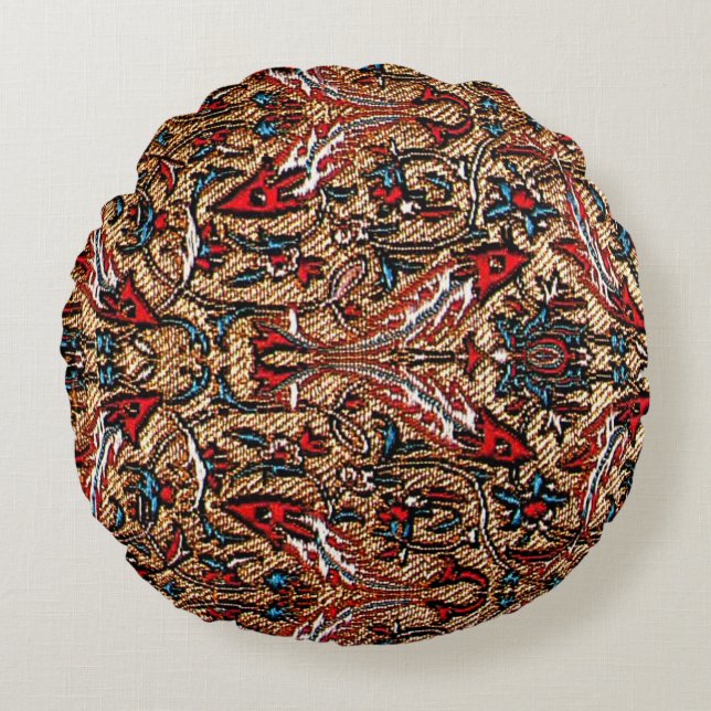Antique Persian Pattern Round Pillow (Front)