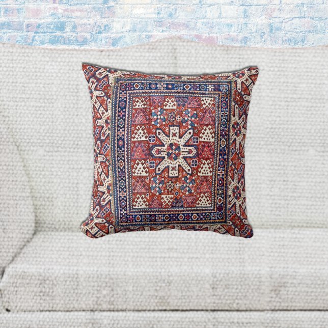 Antique Persian Qashqai Oriental Rug Design Pillow (Creator Uploaded)