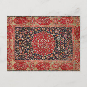 Antique Persian Rug Distressed Vintage Art Carpet Postcard