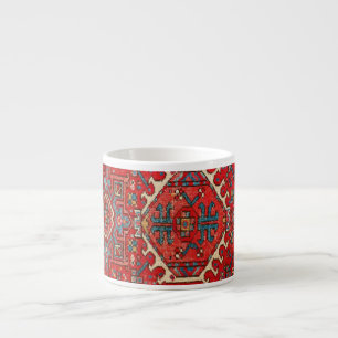 Antique Persian Rug Distressed Vintage Art Pattern Espresso Cup