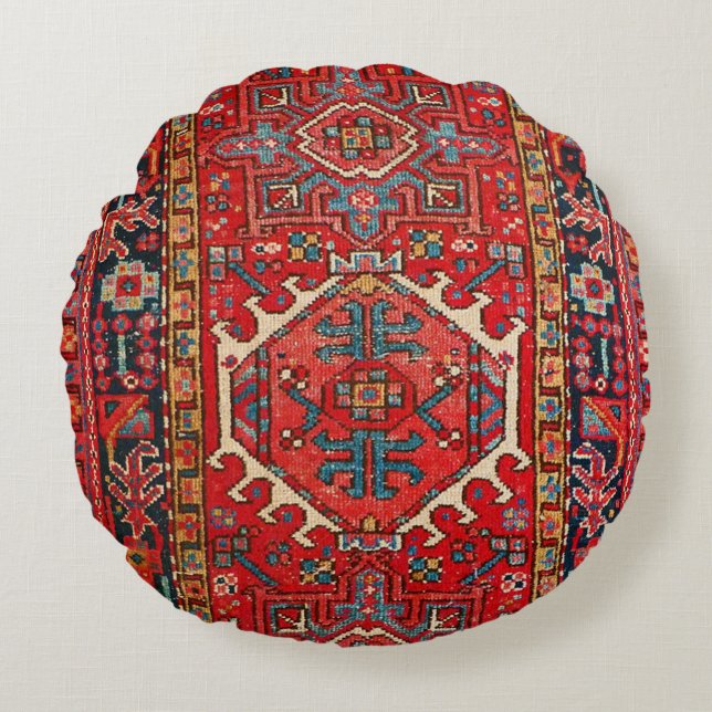 Antique Persian, Turkish Rug  Pattern Round Pillow (Front)