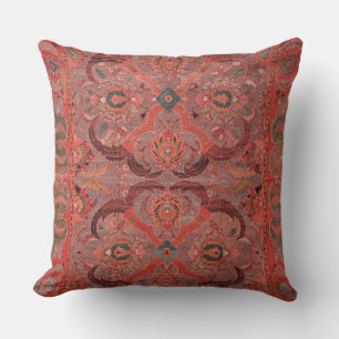 Antique Persian Vintage Pattern Carpet Red Throw Pillow