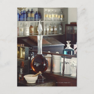 Antique pharmacy bottles postcard