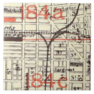 Antique Philadelphia PA City Map Pattern Tile