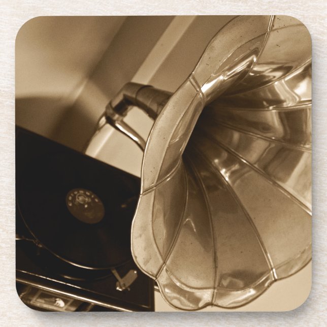 Antique Phonograph Gramophone Gifts Music Lovers Coaster (Front)