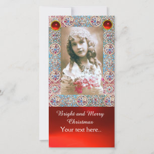 ANTIQUE PHOTO FRAME,ANGELS,PRECIOUS JEWELS,RED GEM HOLIDAY CARD
