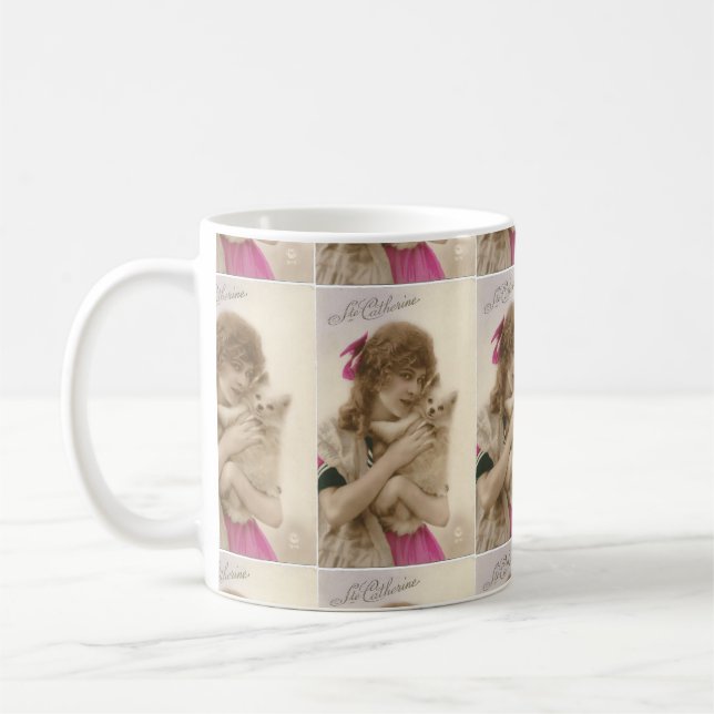 Antique Photo Victorian Woman and Dog Coffee Mug (Left)