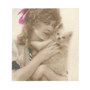 Antique Photo Victorian Woman and Dog Notepad