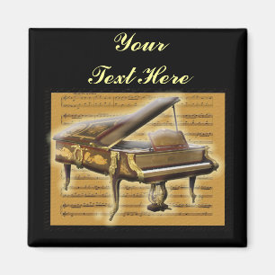Antique Piano and Music Notation Magnet