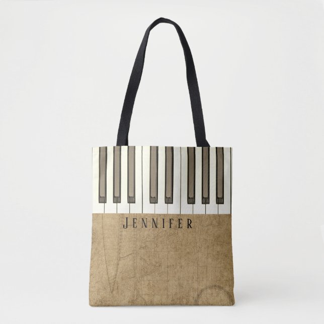 Antique Piano Music Tote Bags (Front)