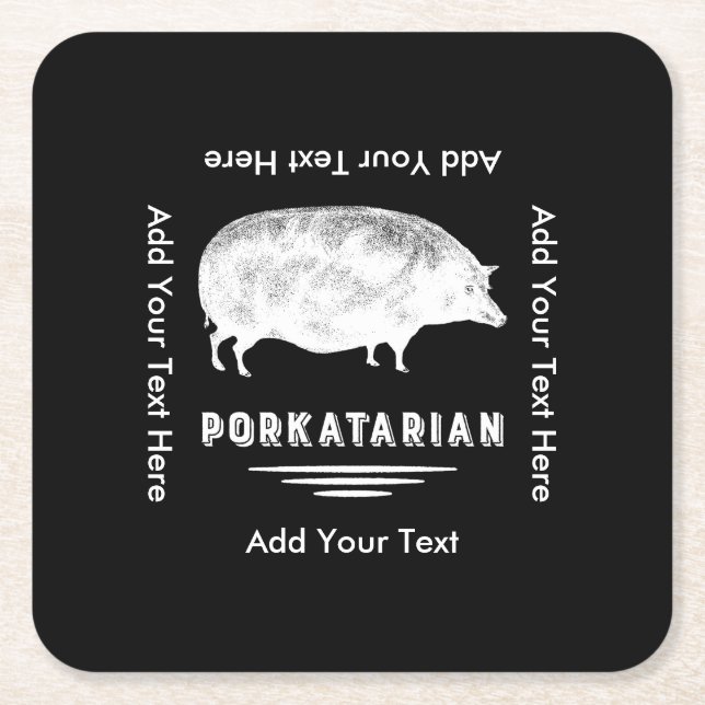 Antique Pig Bacon Lover Porkatarian Funny Square Paper Coaster (Front)