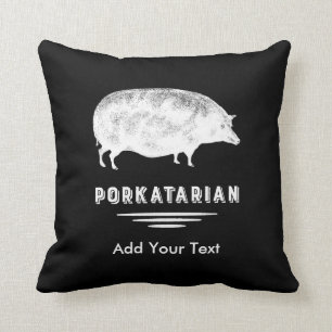 Antique Pig Bacon Lover Porkatarian Funny Throw Pillow
