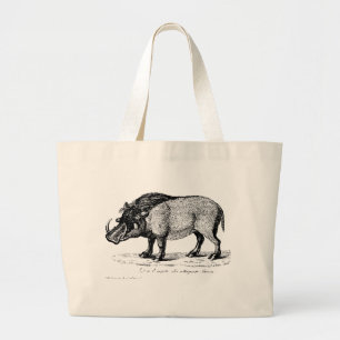 Antique Pig with Tusks on Tote Bag
