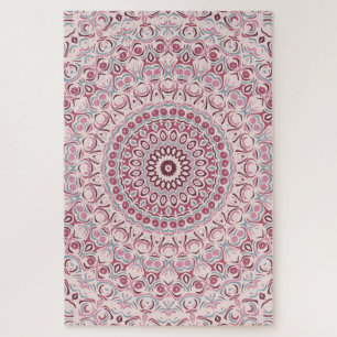 Antique Pink and Blue Mandala Design Kaleidoscope Jigsaw Puzzle