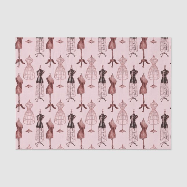 Antique Pink Dress Forms Tissue Paper (Front)