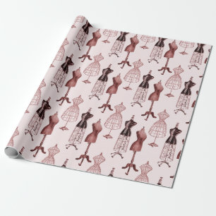 Antique Pink Dress Forms Wrapping Paper