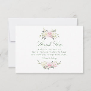 Antique Pink Rose Thank You Cards