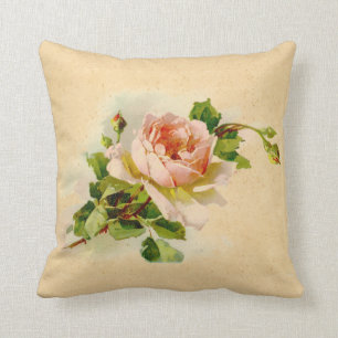 Antique Pink Rose Throw Pillow