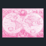 Antique Pink World Poster<br><div class="desc">She will love this antique map beautifully rendered in a stunning pink.</div>