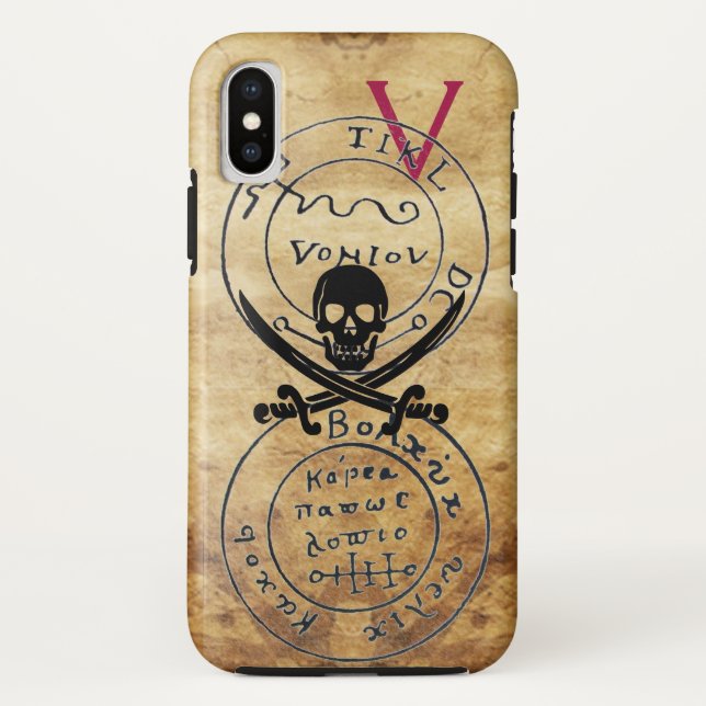 ANTIQUE  PIRATES TREASURE MAP ,SKULL AND SWORDS Case-Mate iPhone CASE (Back)