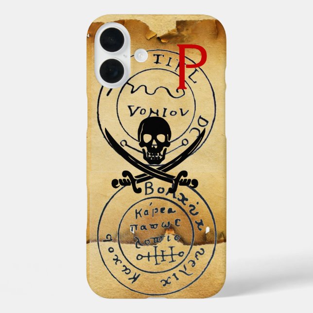 ANTIQUE  PIRATES TREASURE MAP ,SKULL AND SWORDS Case-Mate iPhone CASE (Back)