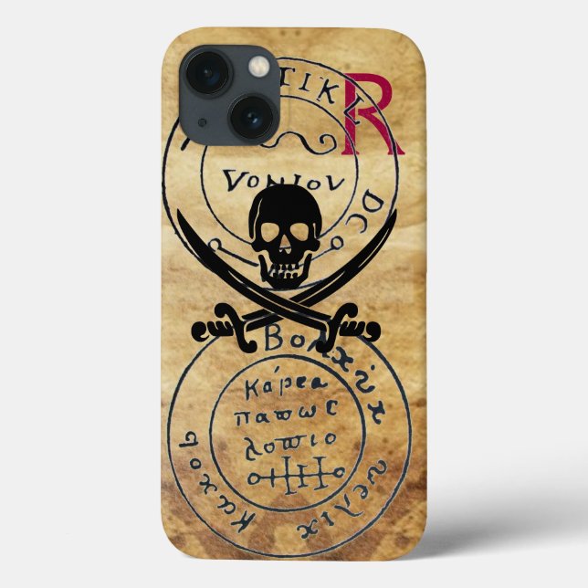 ANTIQUE  PIRATES TREASURE MAP ,SKULL AND SWORDS Case-Mate iPhone CASE (Back)