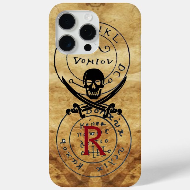 ANTIQUE  PIRATES TREASURE MAP ,SKULL AND SWORDS Case-Mate iPhone CASE (Back)