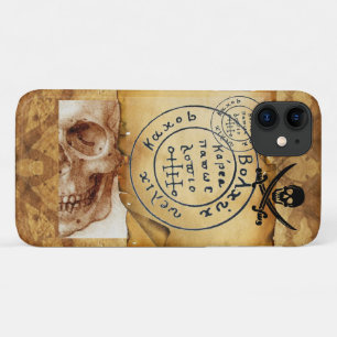 ANTIQUE PIRATES TREASURE MAP ,SKULL AND SWORDS iPhone 11 CASE