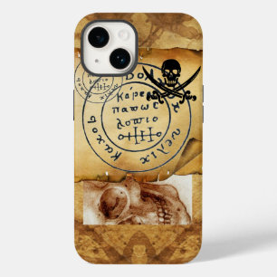 ANTIQUE PIRATES TREASURE MAP ,SKULL AND SWORDS iPhone 14 CASE