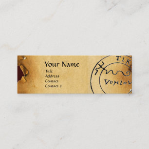 ANTIQUE  PIRATES TREASURE MAP ,SKULL AND SWORDS MINI BUSINESS CARD