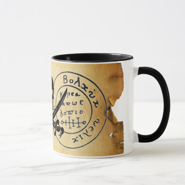 ANTIQUE  PIRATES TREASURE MAP ,SKULL AND SWORDS MUG (Right)
