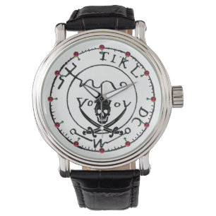 ANTIQUE PIRATES TREASURE MAP, SKULL AND SWORDS WATCH