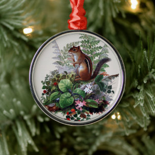 Antique Plantes de bois et ornement de Chipmunk