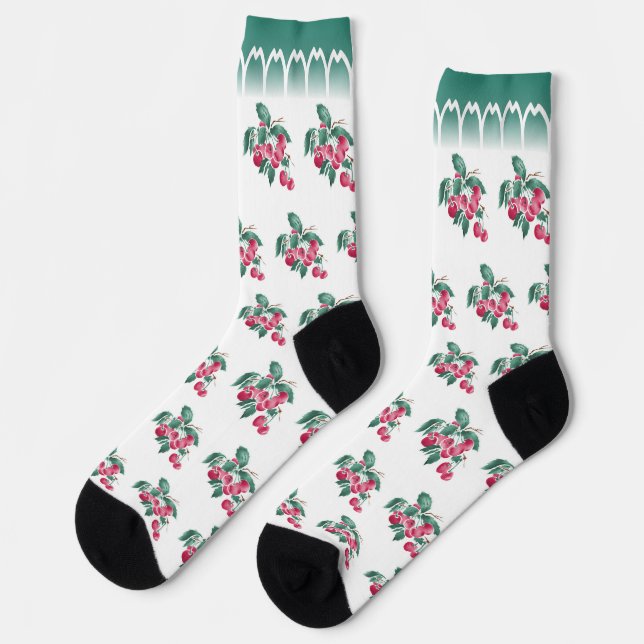Antique Plate & Café au Lait Bol Socks | Cherry (Left)